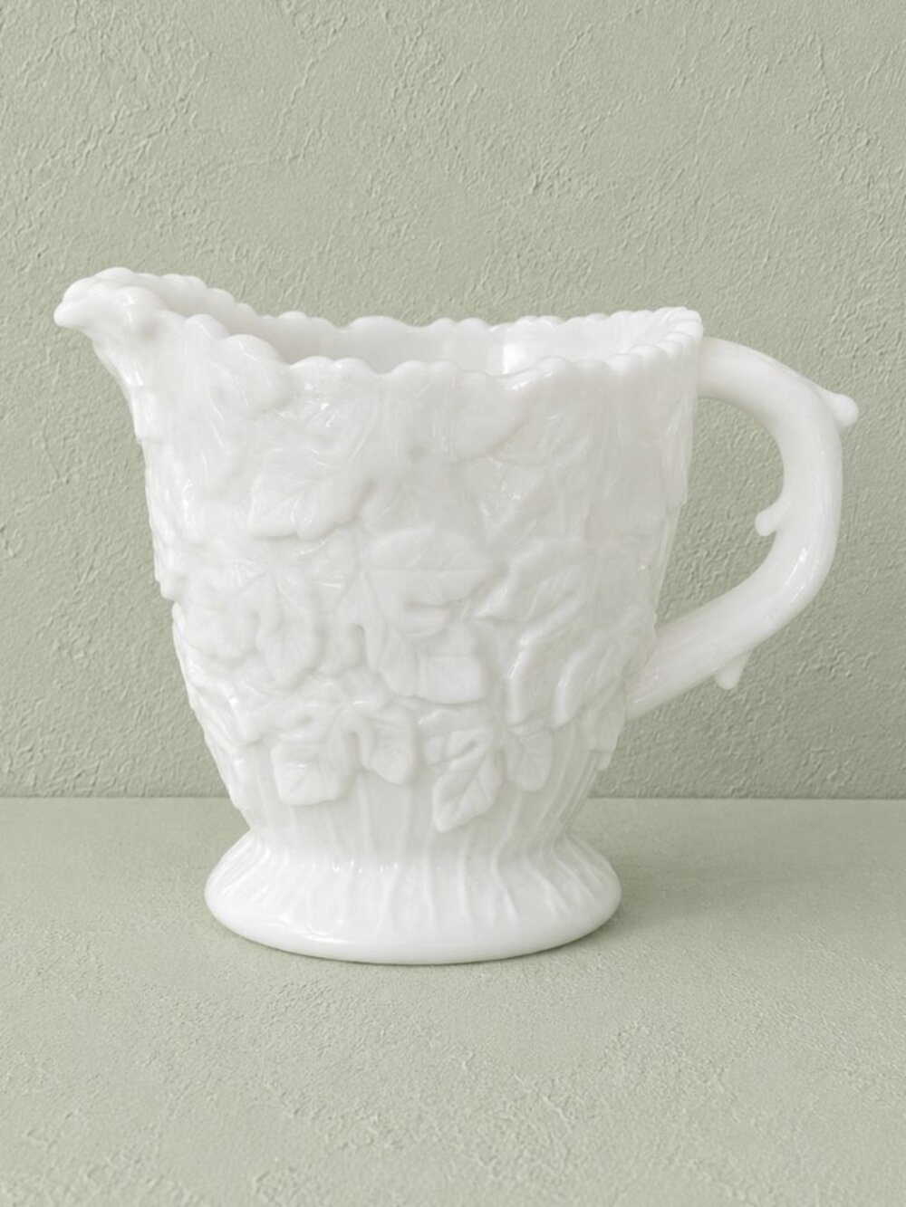 Vintage Westmoreland Bramble Leaf Milk Glass Creamer